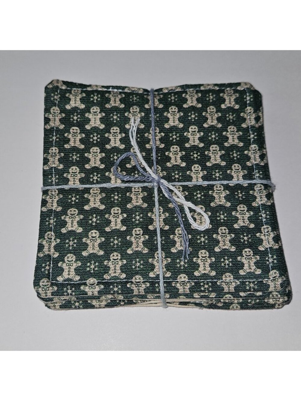 4 Fabric Coasters Gift Handmade Gingerbread Man Snowflake Christmas NEVER USED